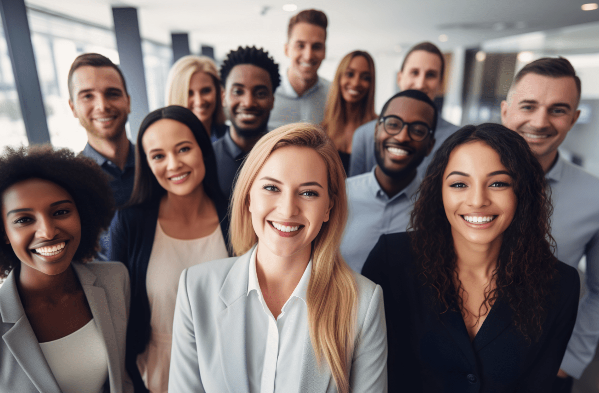 Group of business employees including men and women