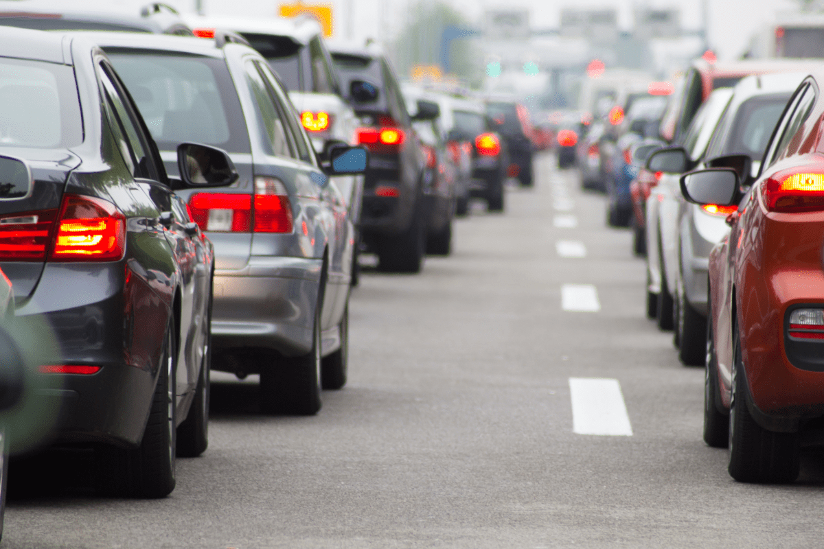 Cars on a congested road